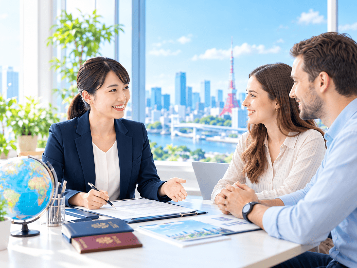 行政書士に相談する外国人のご夫婦