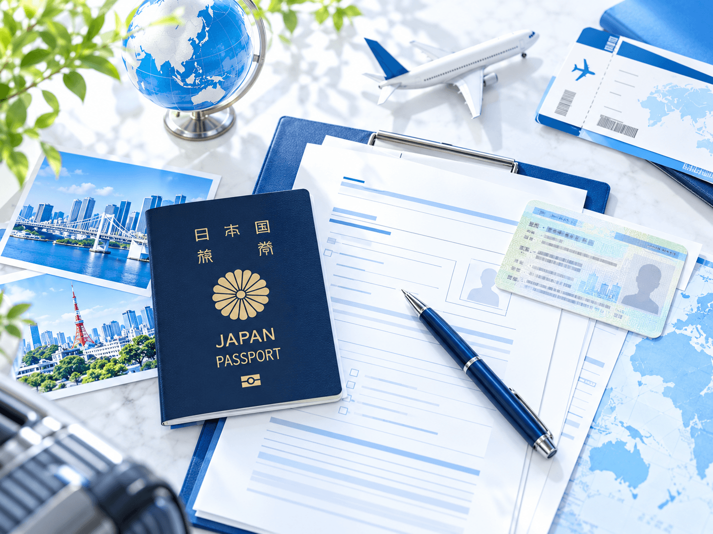 日本のパスポートと在留資格関連書類